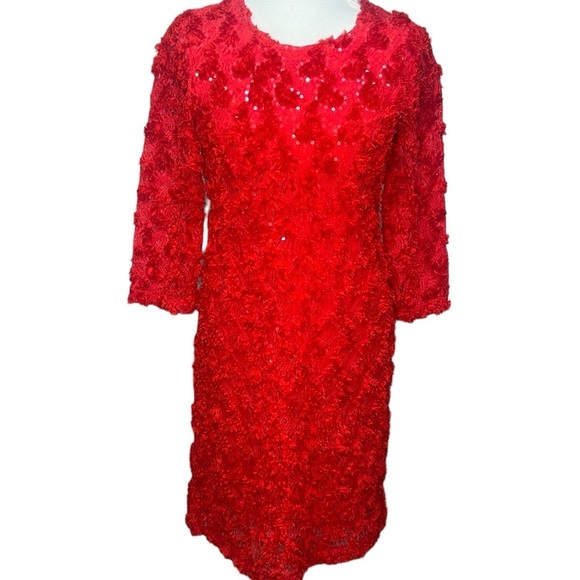 JSong Flora Sequins Dress Red - Picture 1 of 6